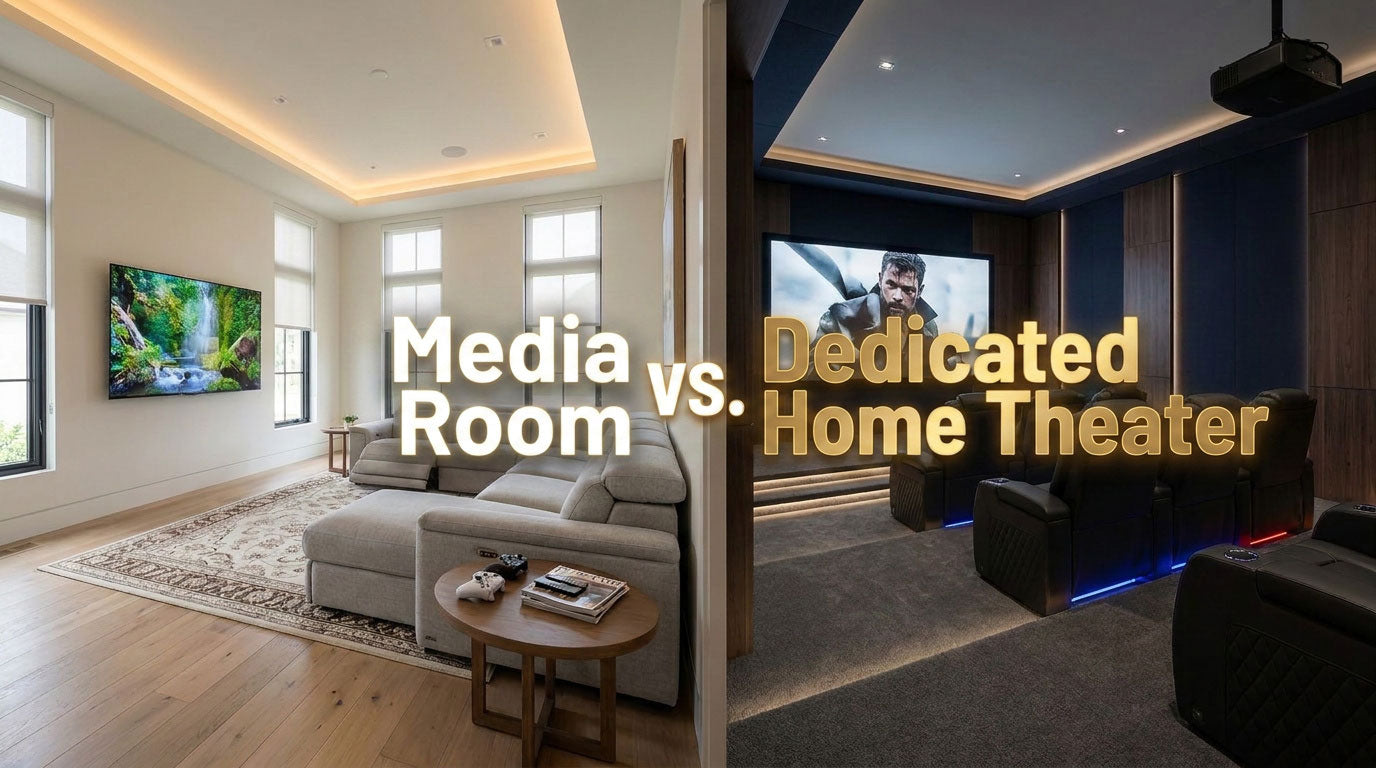 Media room vs dedicated home theater comparing flexible family entertainment and focused movie viewing