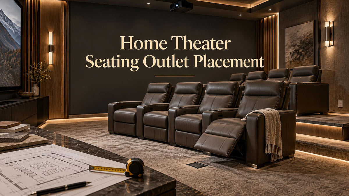 Power recliner movement zone showing where an outlet and cord should avoid moving mechanisms and remain accessible.