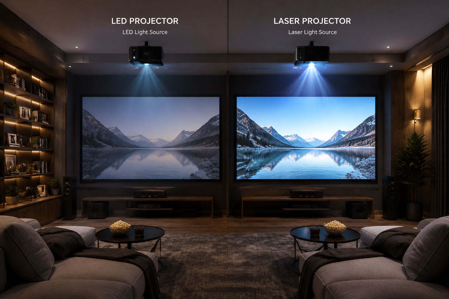 LED vs laser projector light source comparison for home theater