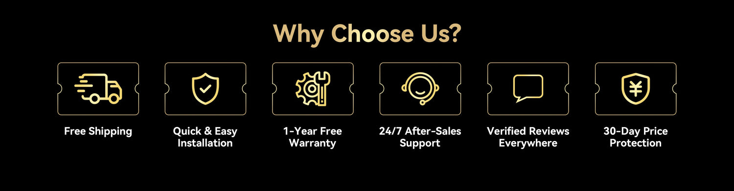 Why choose us icons for shipping and warranty