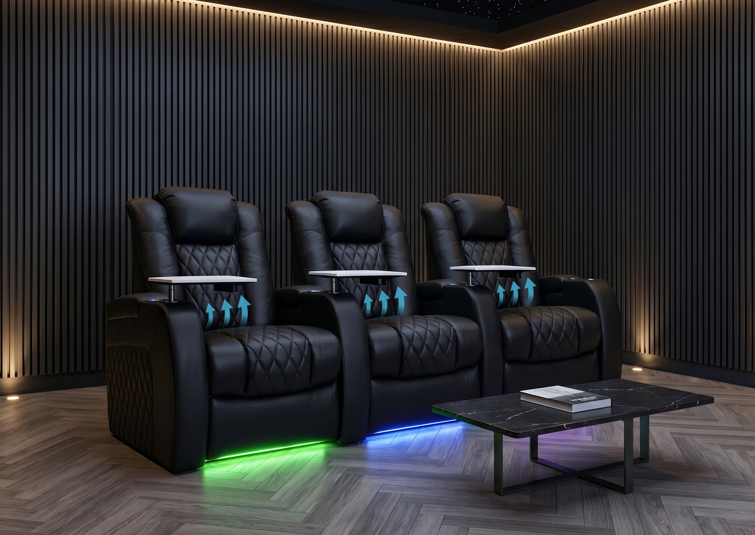Weilianda FortLux Lumbar Series 3-Seat Reclining Seats with Ergonomic Lumbar Support | Movie Theater Recliner Sofa
