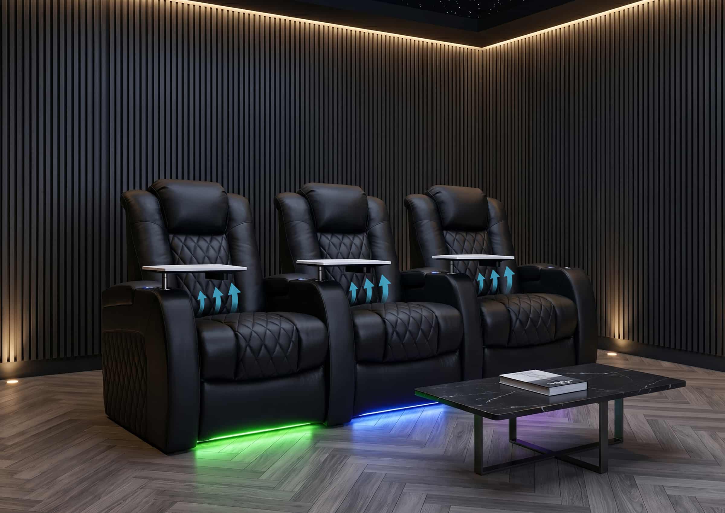 Weilianda FortLux Lumbar Series 3-Seat Reclining Seats with Ergonomic Lumbar Support | Movie Theater Recliner Sofa