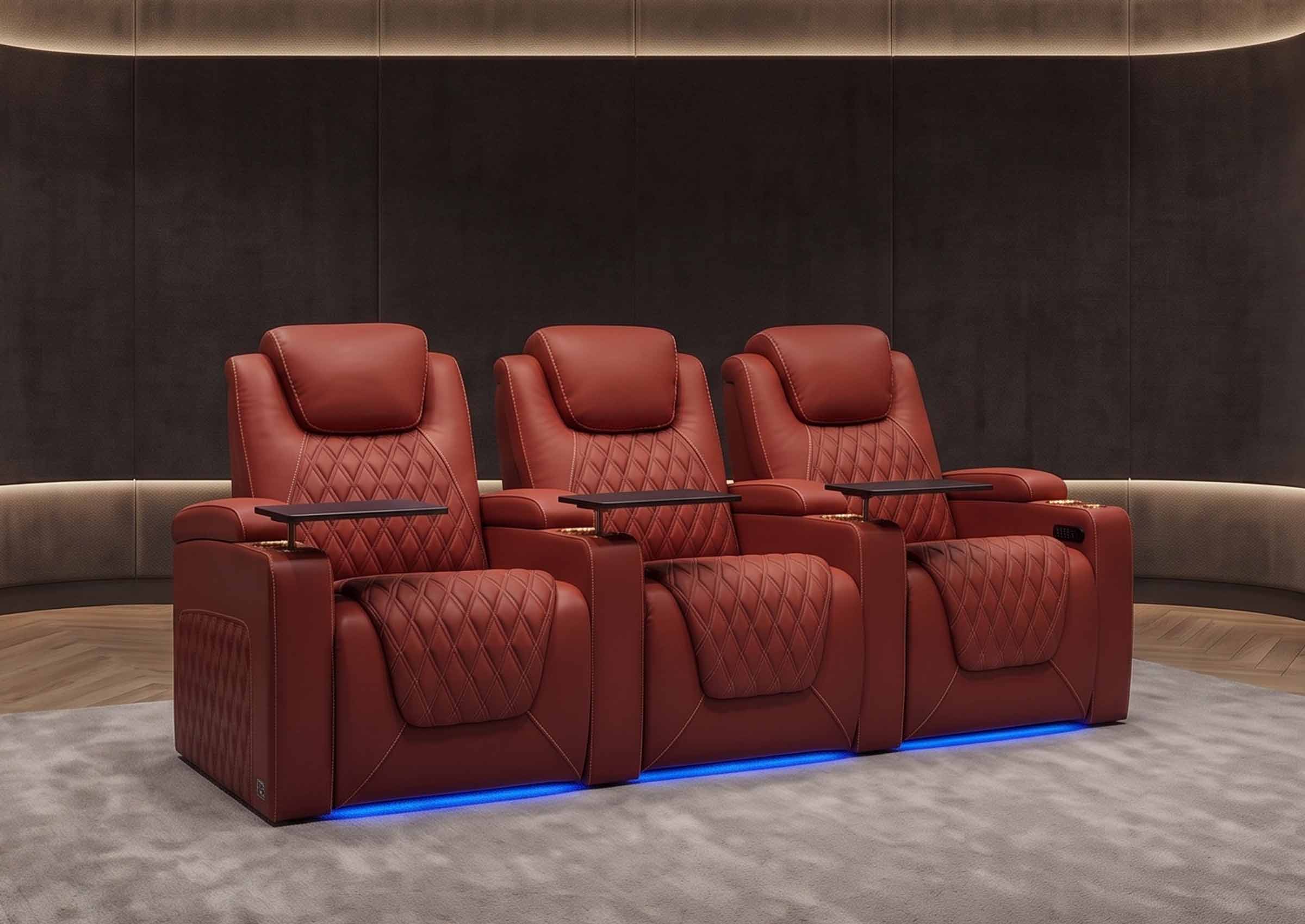 Chic Series Black Home Theater Seating 7 Colors Lighting