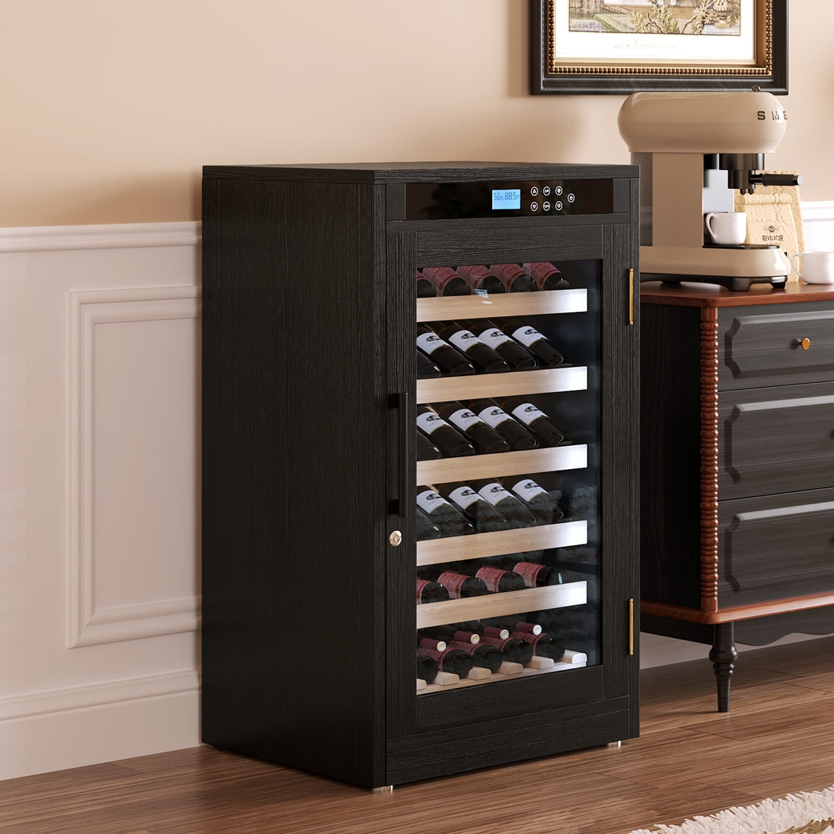 Smart Wine Cooler with LED Touchscreen & Constant Temperature Control, Black