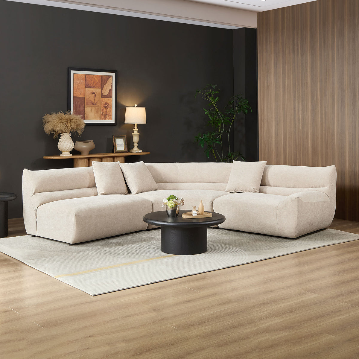 Sleek 3-Piece Curved Modular Sectional with Free-Form Comfort