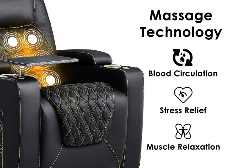Weilianda LumiChic Massage Series Three-Seat Genuine Leather Sofa | Power Headrest & Footrest