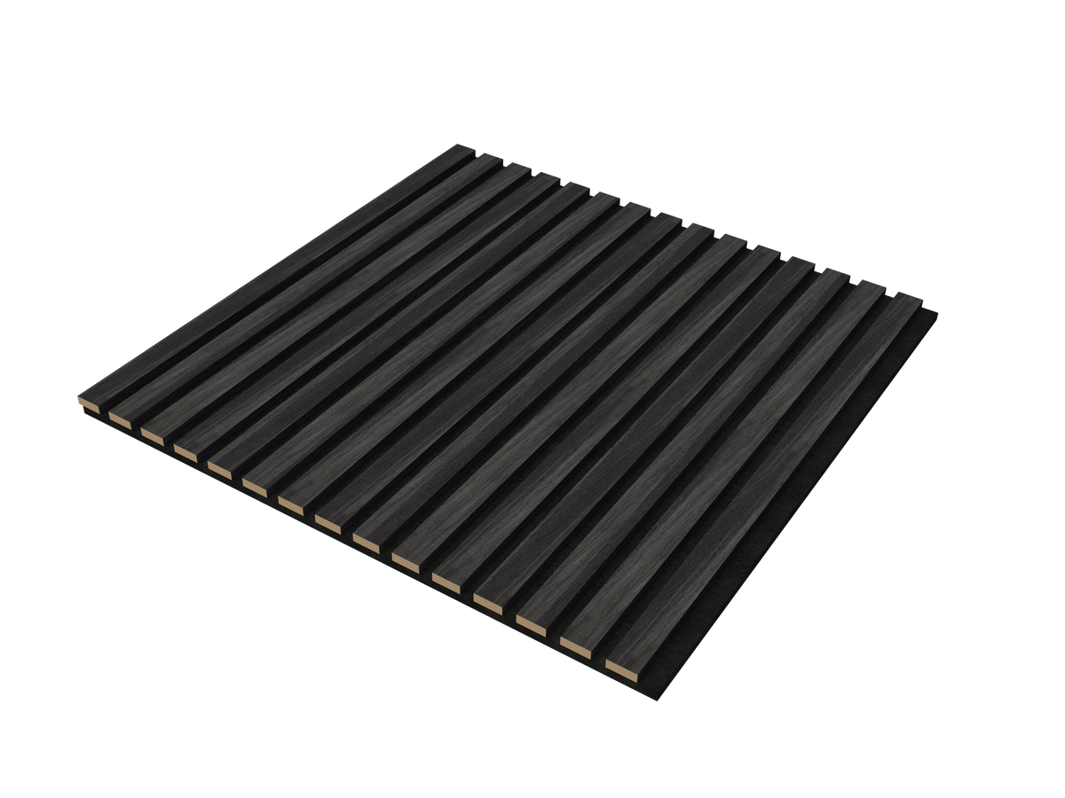 Acoustic Wood Slat Wall Panels, 4-Pack Sound-Absorbing Panels with Adhesive, Matte Black