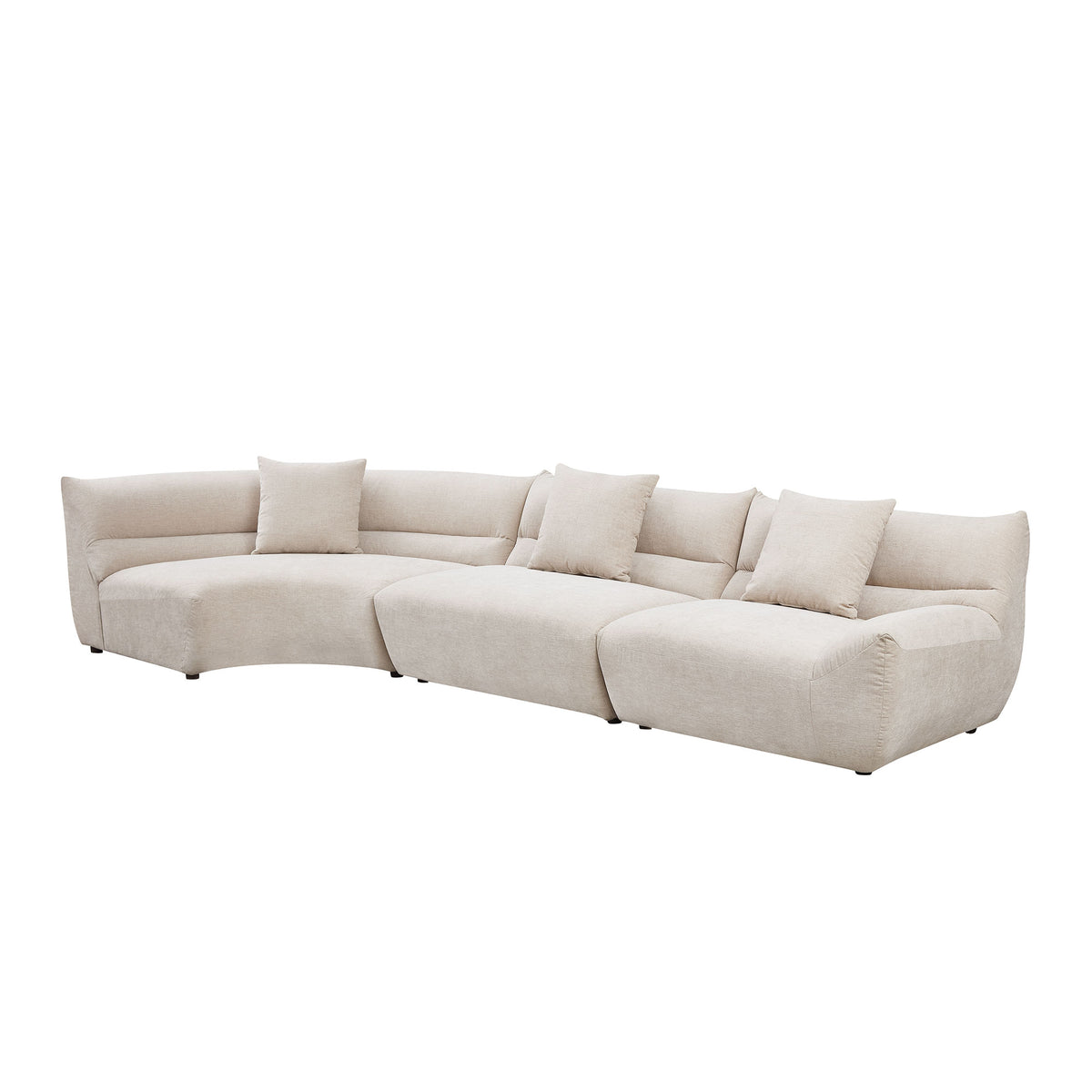 Sleek 3-Piece Curved Modular Sectional with Free-Form Comfort