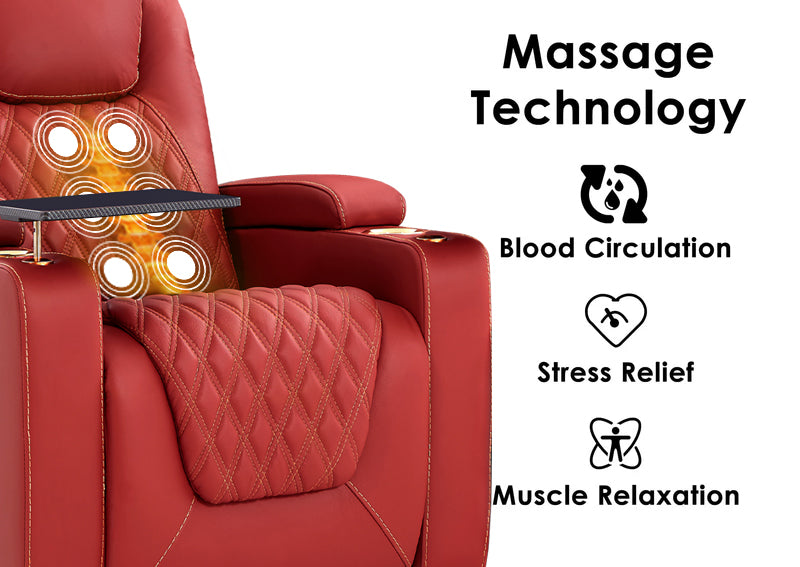 Weilianda LumiChic Massage Series Three-Seat Genuine Leather Sofa | Power Headrest & Footrest