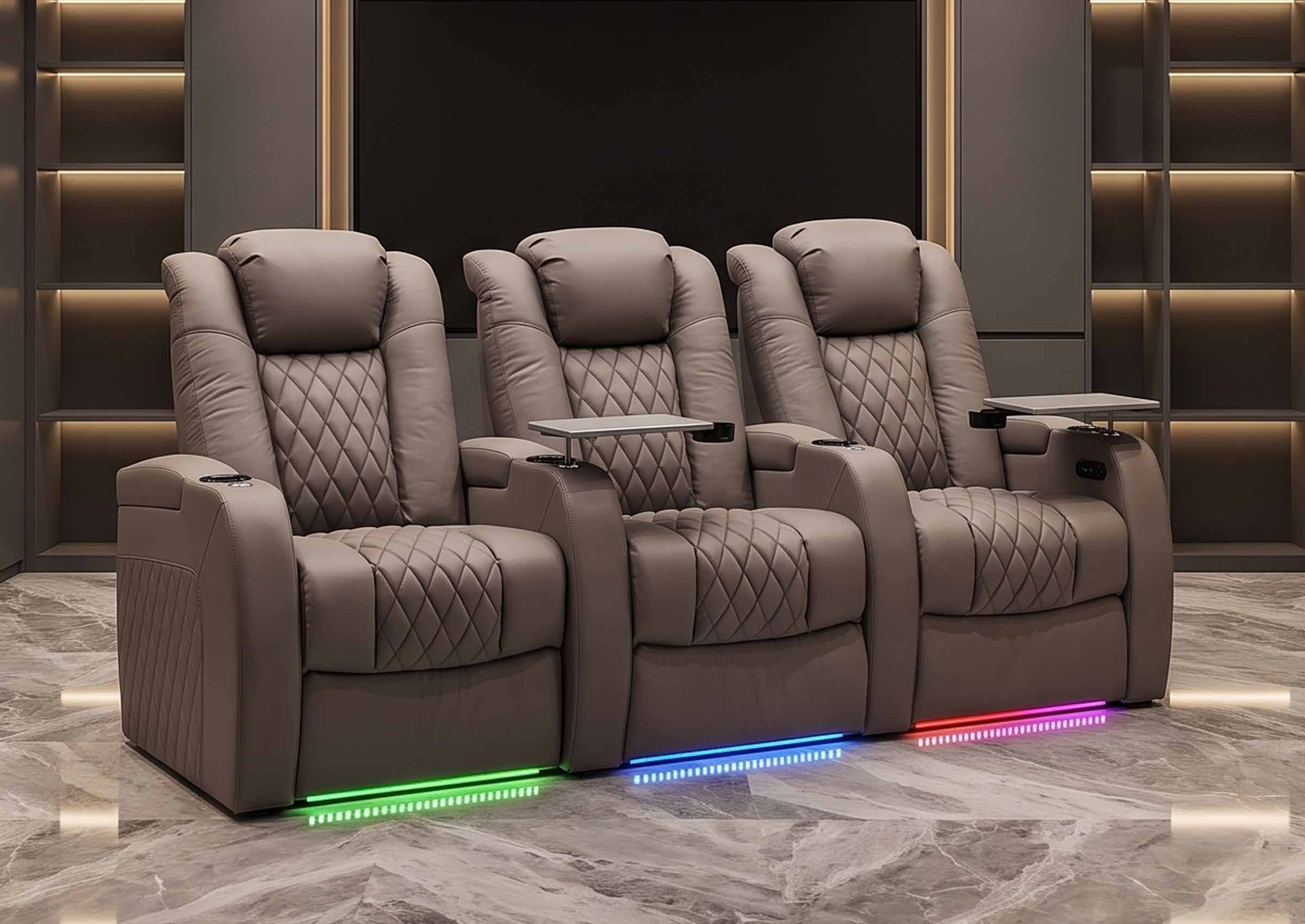 Weilianda 2026 Luxury Version 2.0 Three-Piece Home Theater Seating | Zero Gravity Recline & Ambient Lighting Sofa