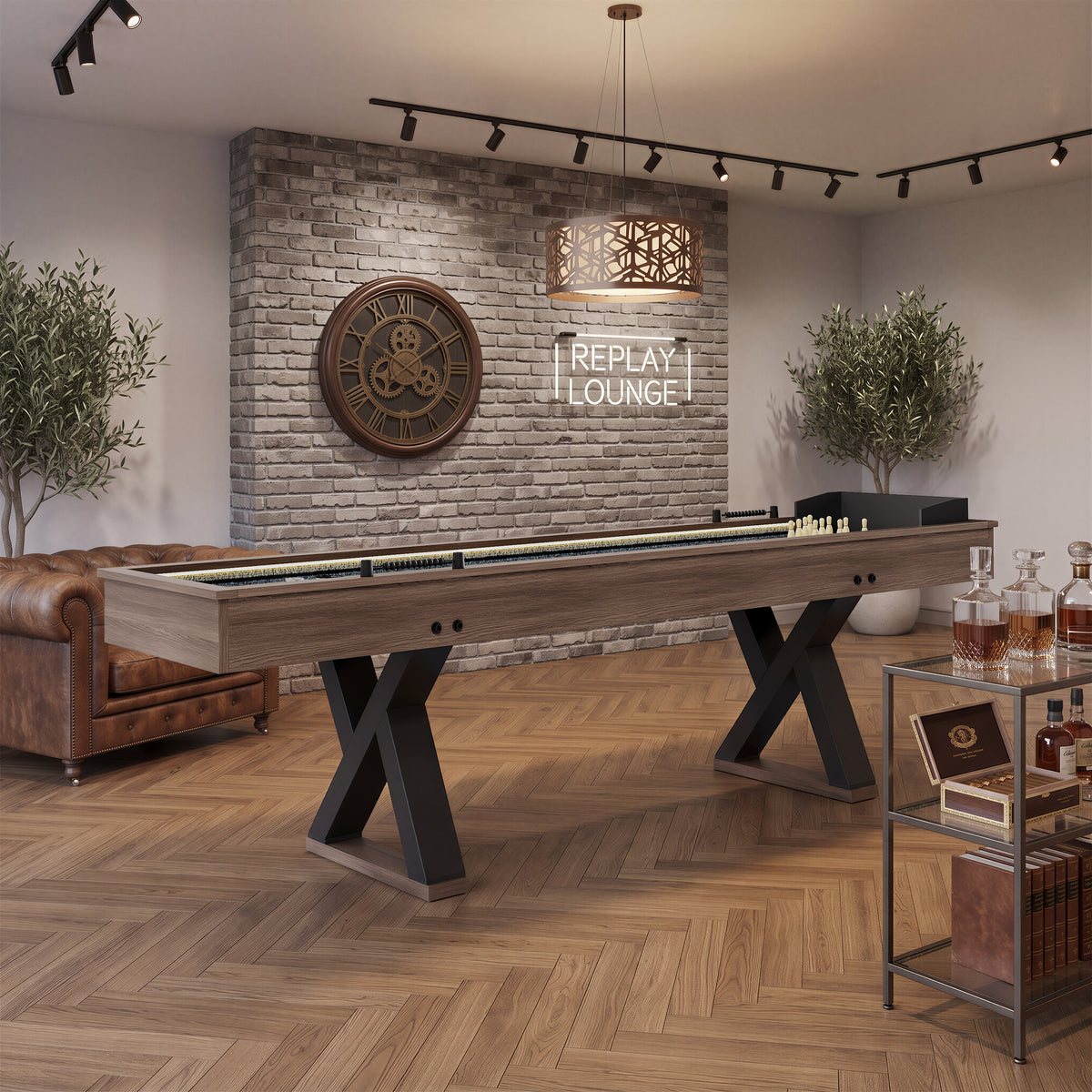 Versatile 9FT 2-in-1 Shuffleboard & Bowling Table with LED Light Rail