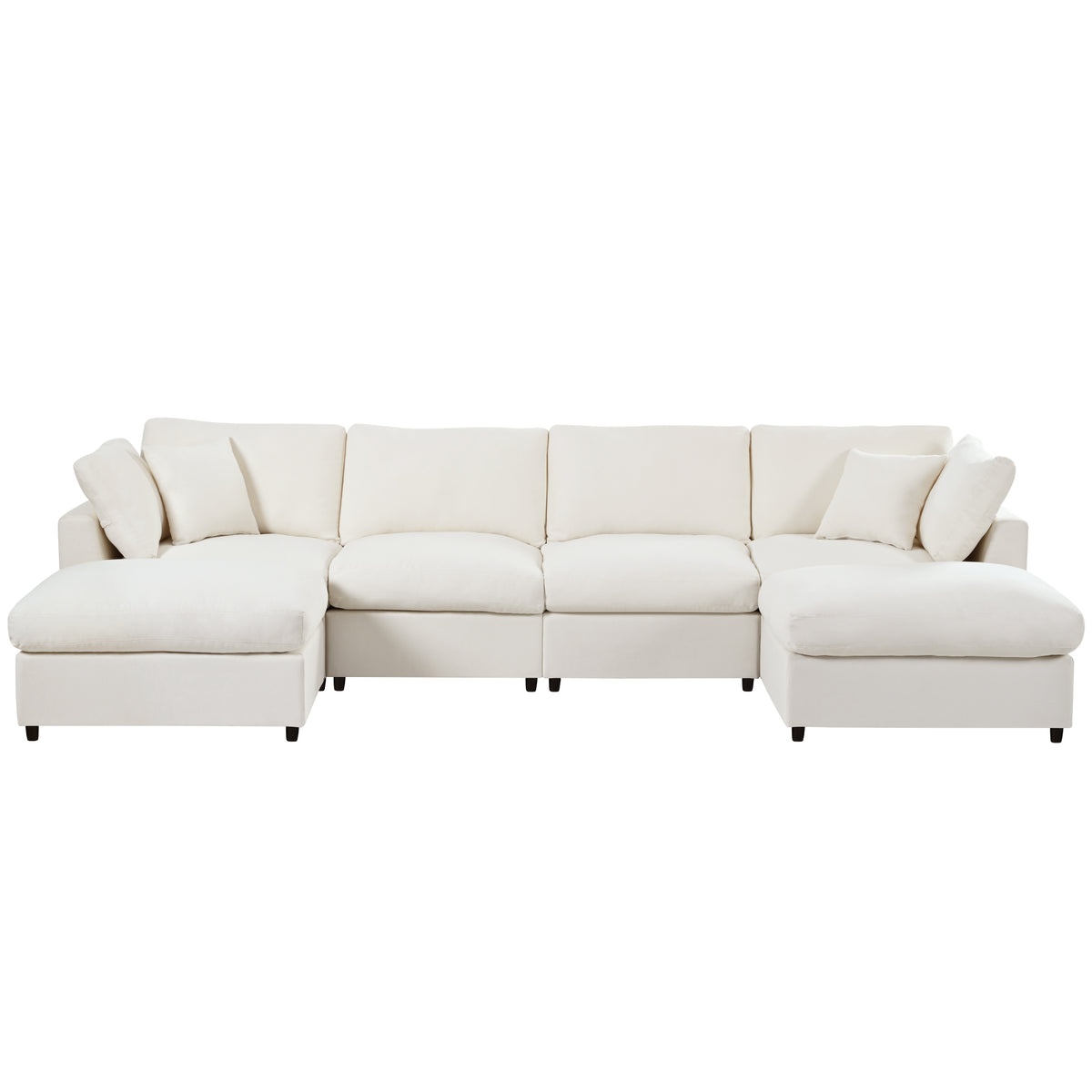 Spacious 128" U-Shaped Modular Sectional with Dual Movable Ottomans