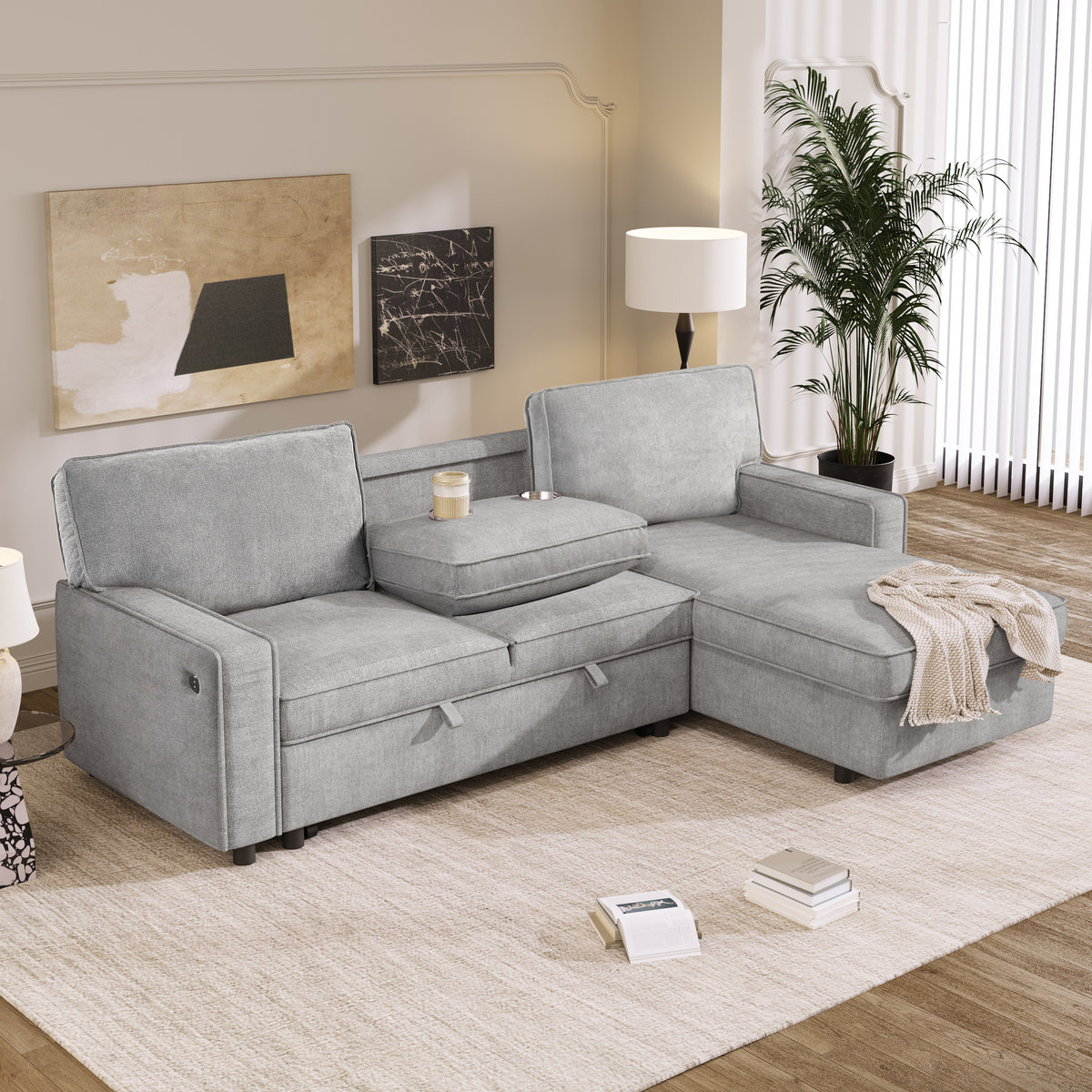 Oversized 162" L-Shaped Cloud Modular Sectional with 6 Plush Pillows