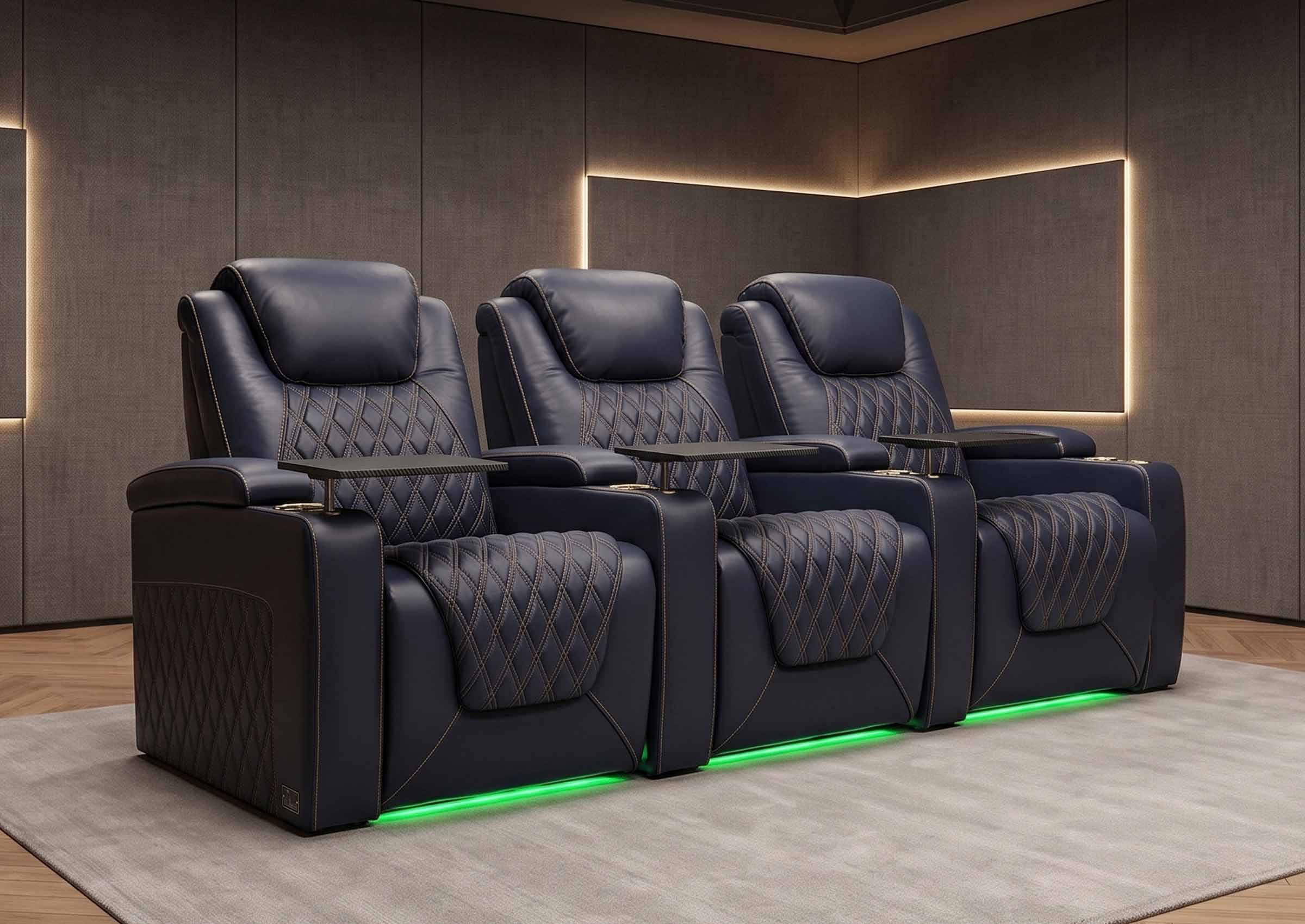 Chic Series Black Home Theater Seating 7 Colors Lighting