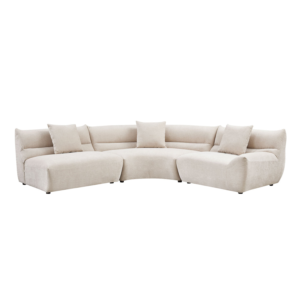 Sleek 3-Piece Curved Modular Sectional with Free-Form Comfort