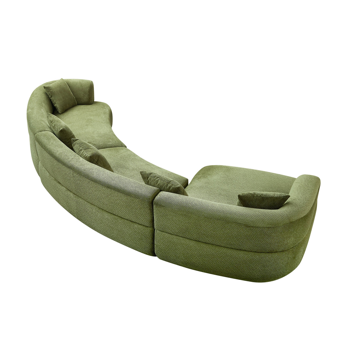 Luxurious 155.91" Curved 6-Seat Modular Sectional with 5 Plush Pillows