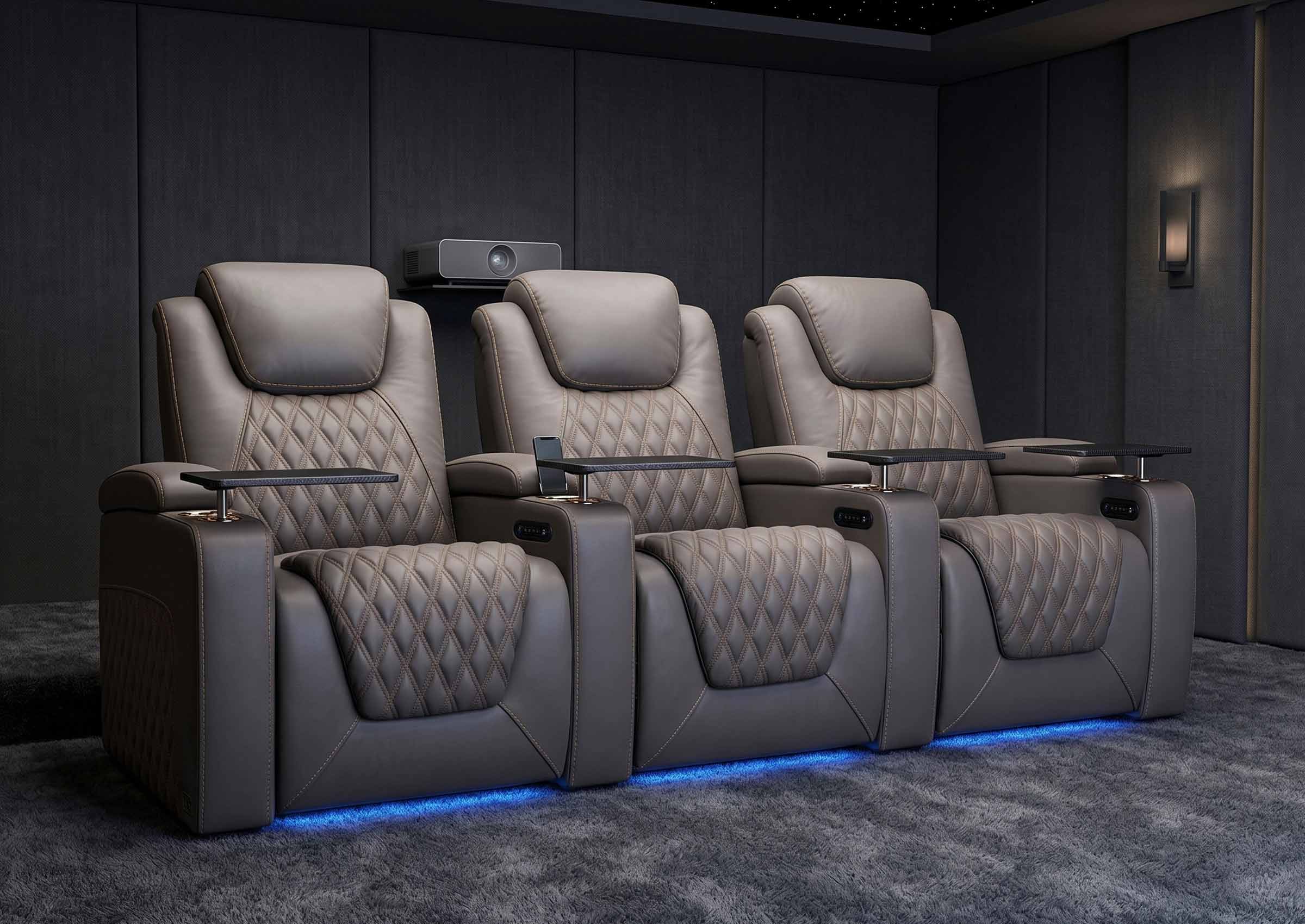 Chic Series Black Home Theater Seating 7 Colors Lighting