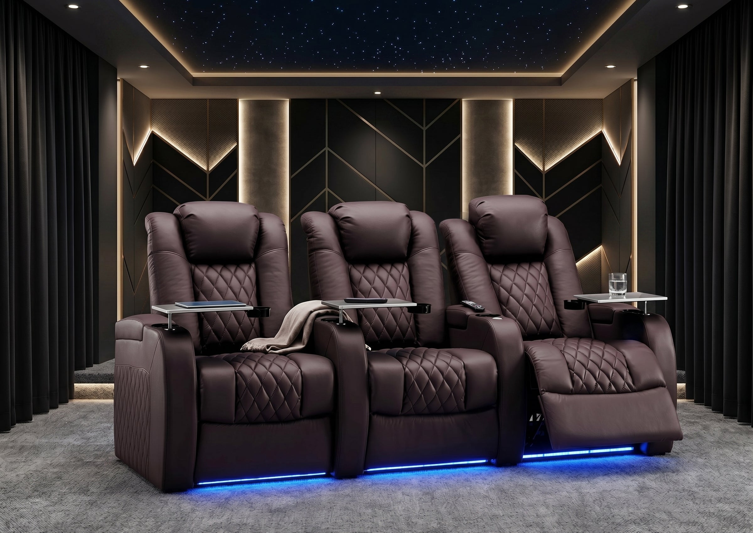 Weilianda 2026 Luxury Version 2.0 Three-Piece Home Theater Seating | Zero Gravity Recline & Ambient Lighting Sofa