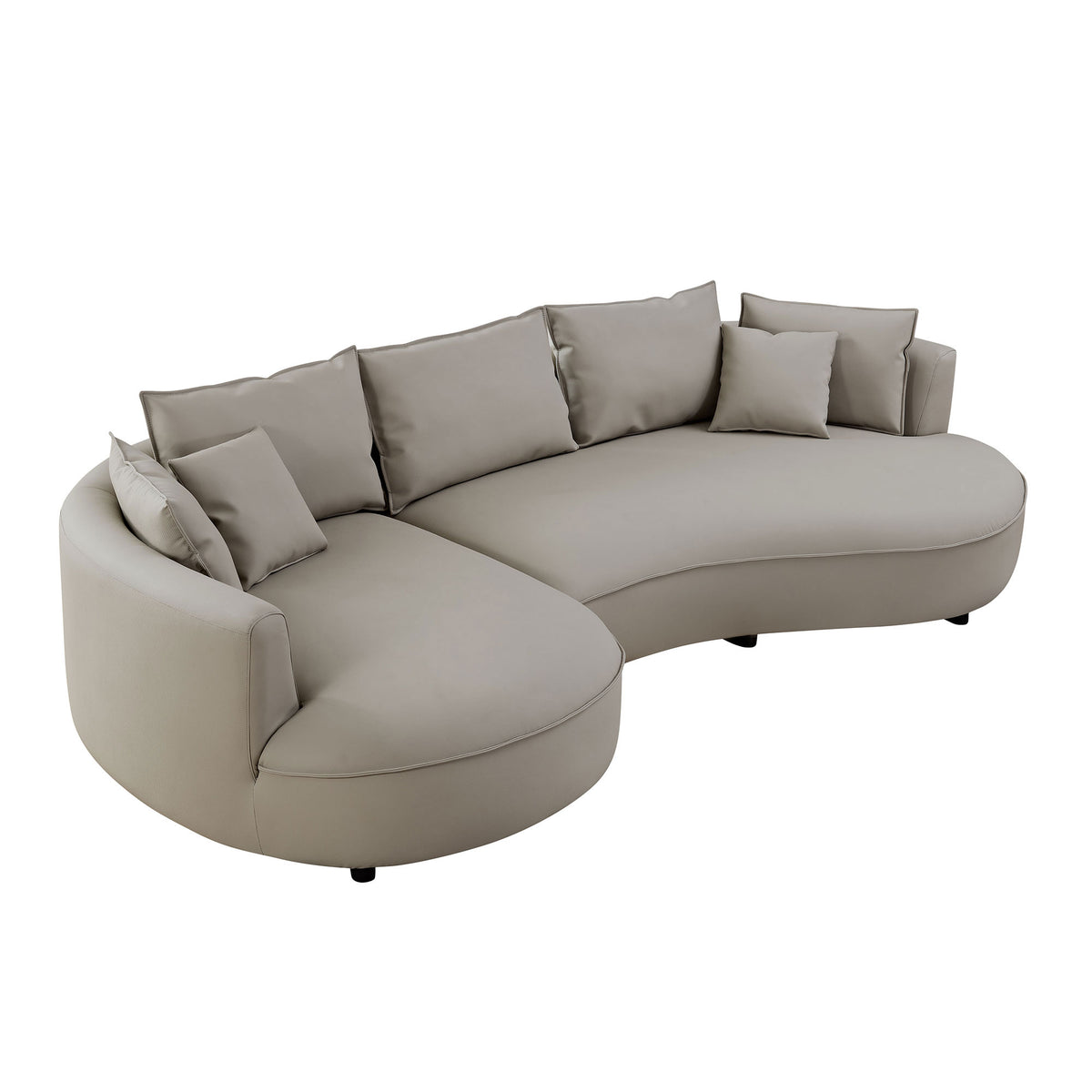 Sleek 5-Seat Curved Sectional Sofa with Luxe Eco-Leather