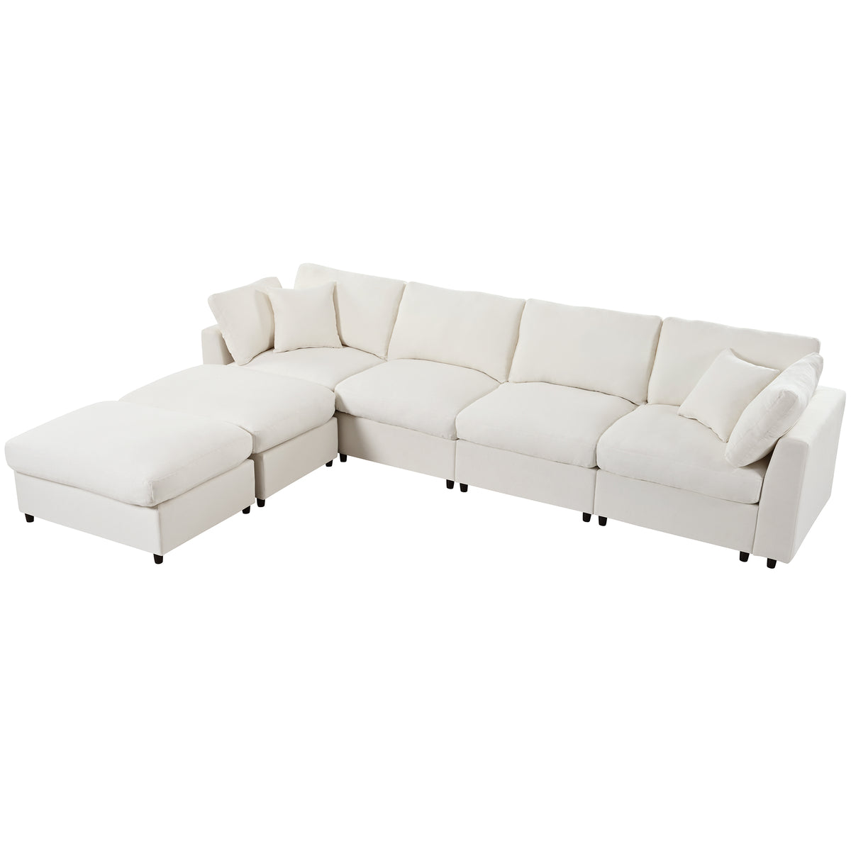 Spacious 128" U-Shaped Modular Sectional with Dual Movable Ottomans