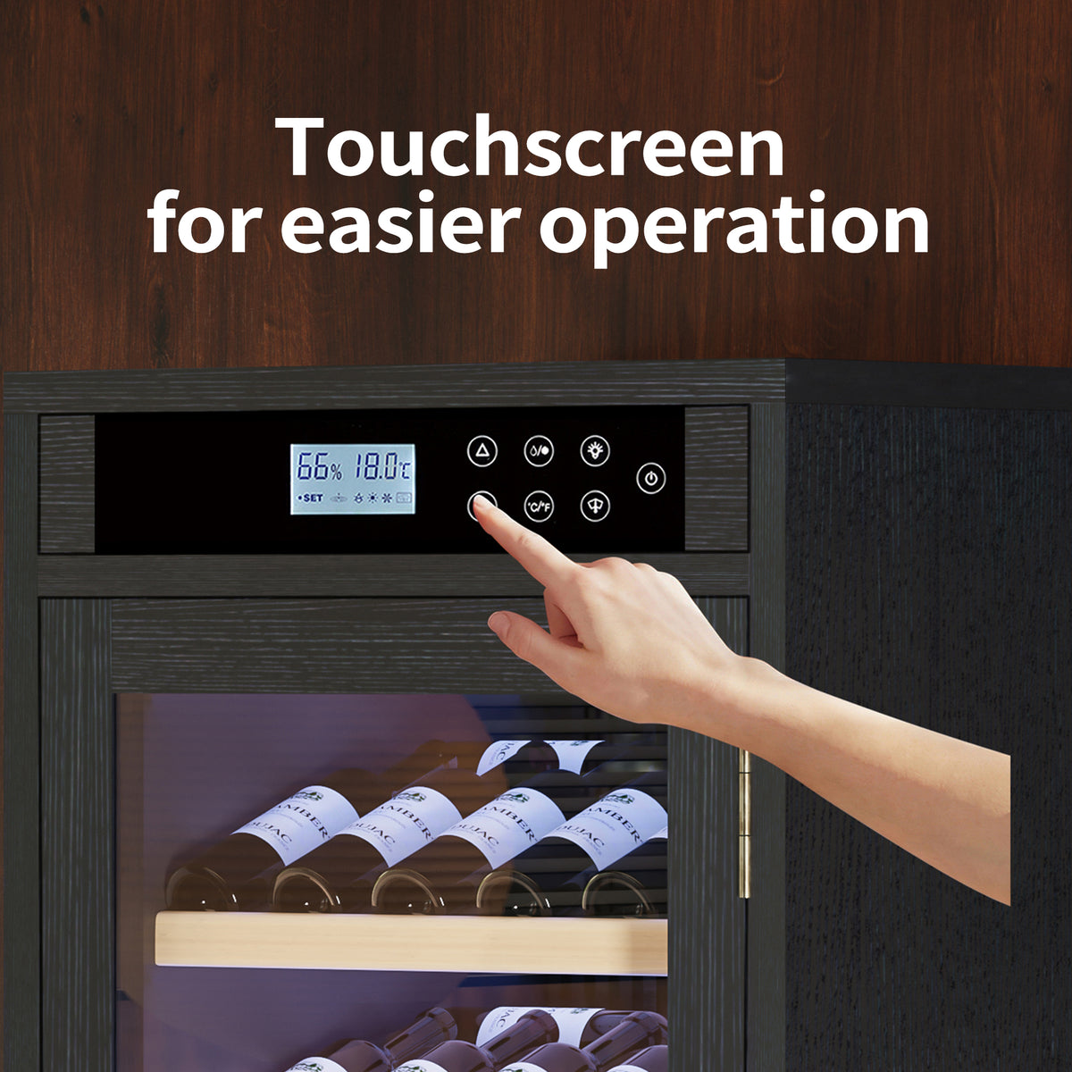 Smart Multi-Tier Wine Cooler Cabinet with Intelligent Temperature Control, Black
