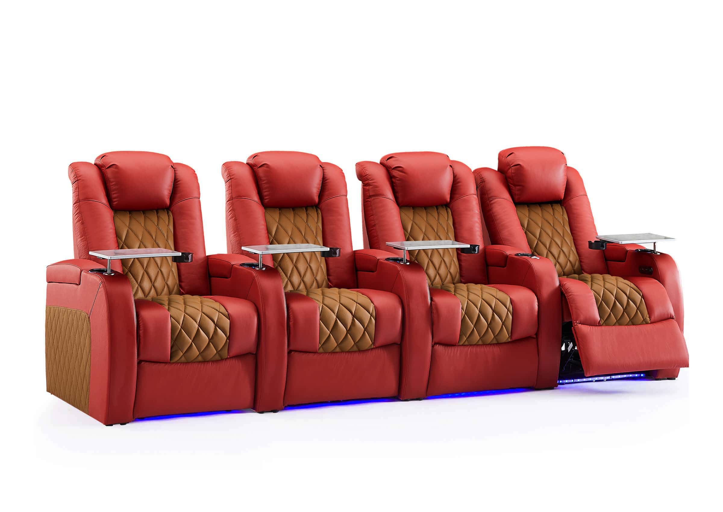 Weilianda Luxury Series Red Custom Power Theater Reclining Sofa 4 Seats