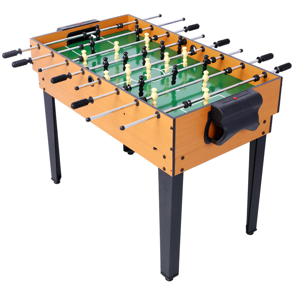 Versatile 5-in-1 Multi-Game Table with Billiards, Foosball & More, Brown/Red