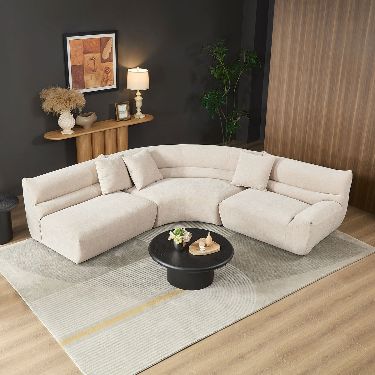 Sleek 3-Piece Curved Modular Sectional with Free-Form Comfort