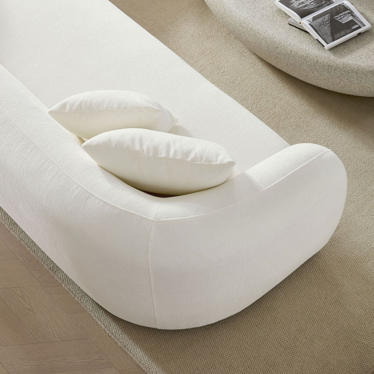 Elegant 125.2" Curved L-Shaped Modular Sectional with Plush Comfort Pillows
