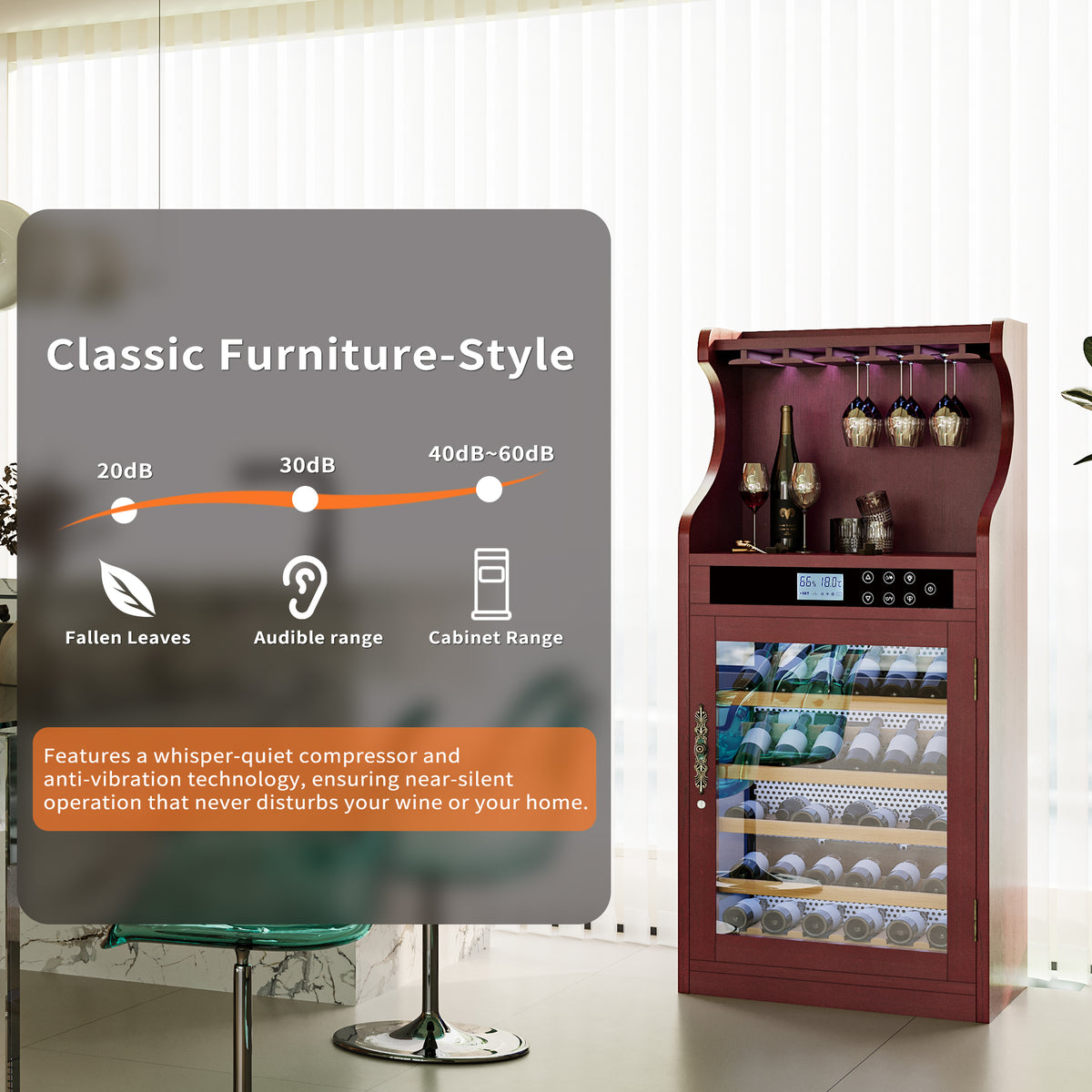 Connoisseur Wine Cooler Cabinet with 50–70% Humidity Control & Low-Noise Operation
