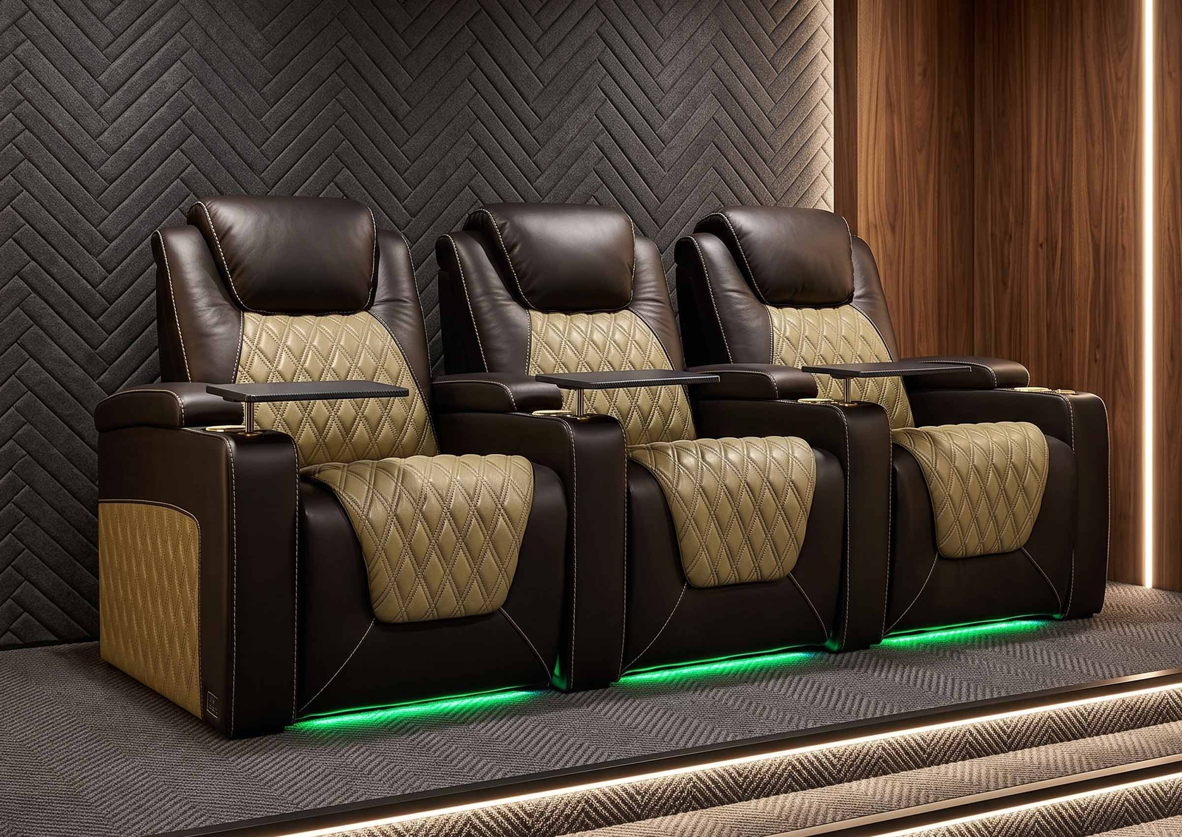 Weilianda Chic Series Black Custom 3-Seat Two-Tone Movie Sofa | Power Reclining Chair