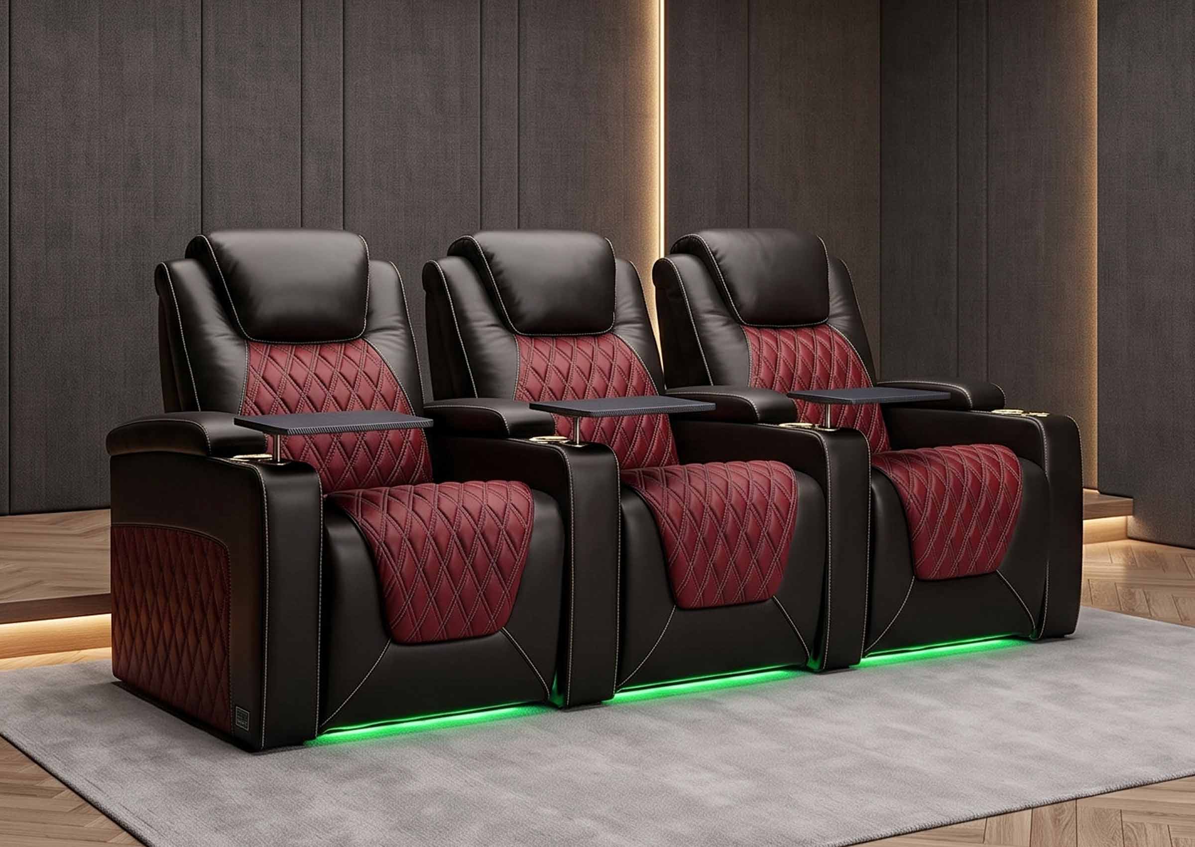 Weilianda Chic Series Black Custom 3-Seat Two-Tone Movie Sofa | Power Reclining Chair