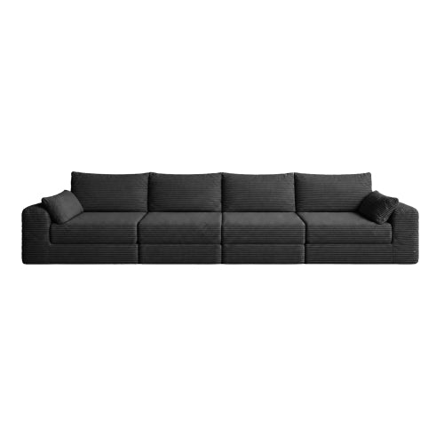 Cozy 100" L-Shaped Modular Floor Sectional with 5 Plush Pillows