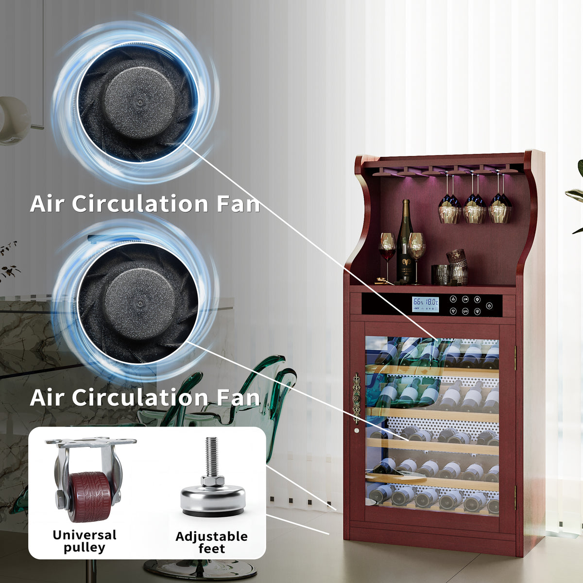 Connoisseur Wine Cooler Cabinet with 50–70% Humidity Control & Low-Noise Operation