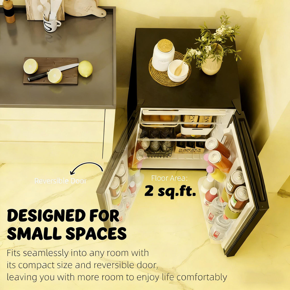 Space-Saving Single-Door Mini Fridge for Home & Office