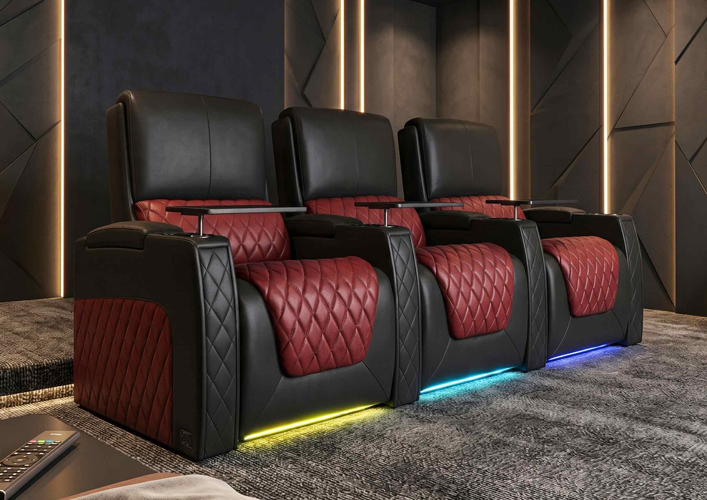 Weilianda AstroUltra Series Black Custom Dual-Color Genuine Leather Recliner with Zero Gravity Couch 3 Seats