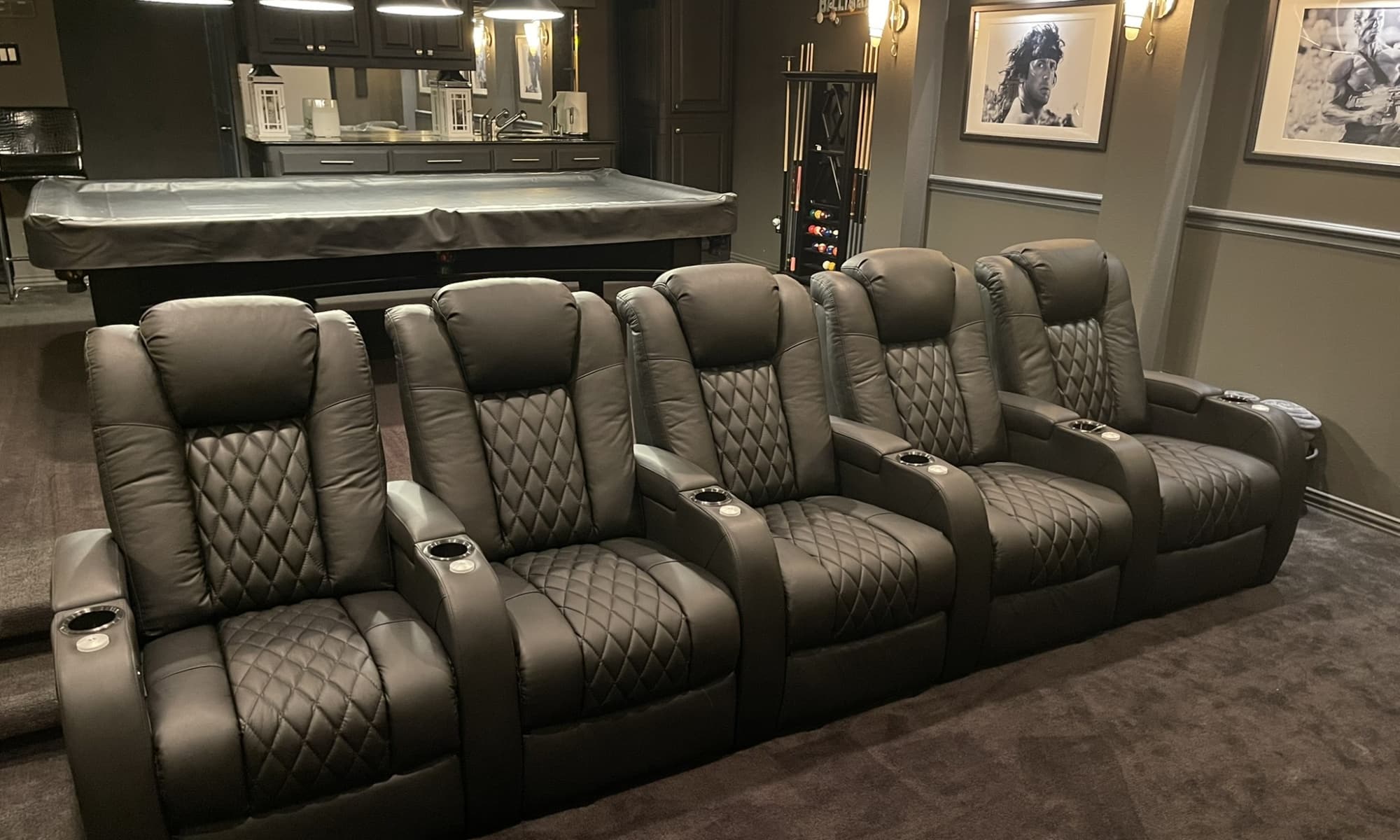 home theater seating-black-5-seat