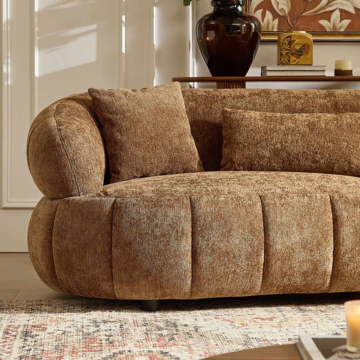 Sleek 102.36" Curved Cloud Sectional with Textured Fabric Comfort