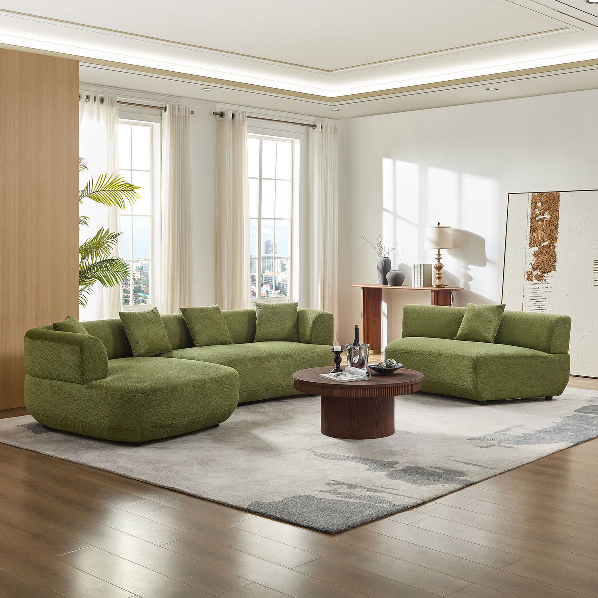 Luxurious 155.91" Curved 6-Seat Modular Sectional with 5 Plush Pillows