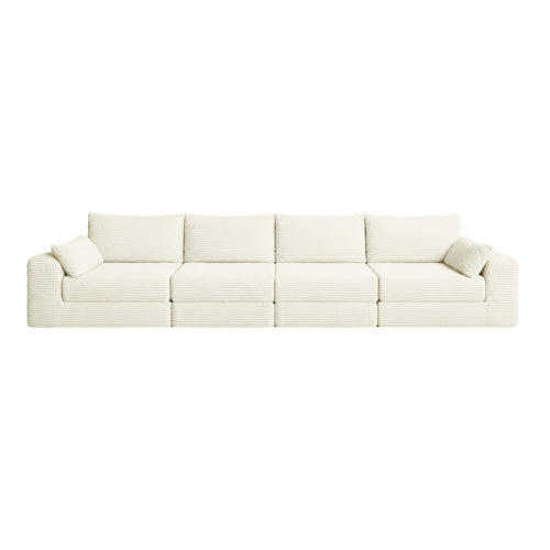 Cozy 100" L-Shaped Modular Floor Sectional with 5 Plush Pillows
