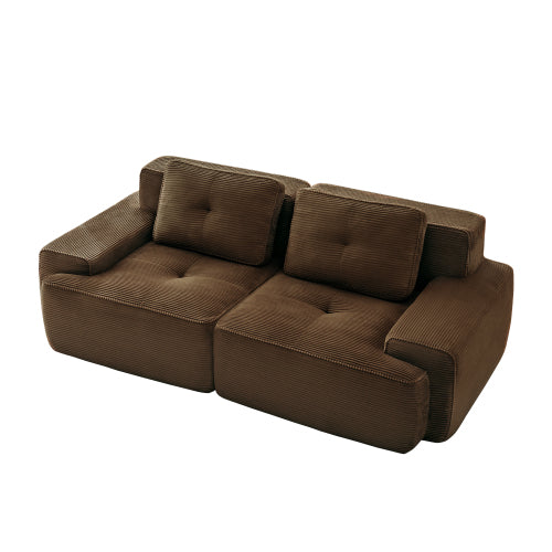 Oversized 6-Seater V-Shaped Corduroy Sectional with Dual Movable Ottomans
