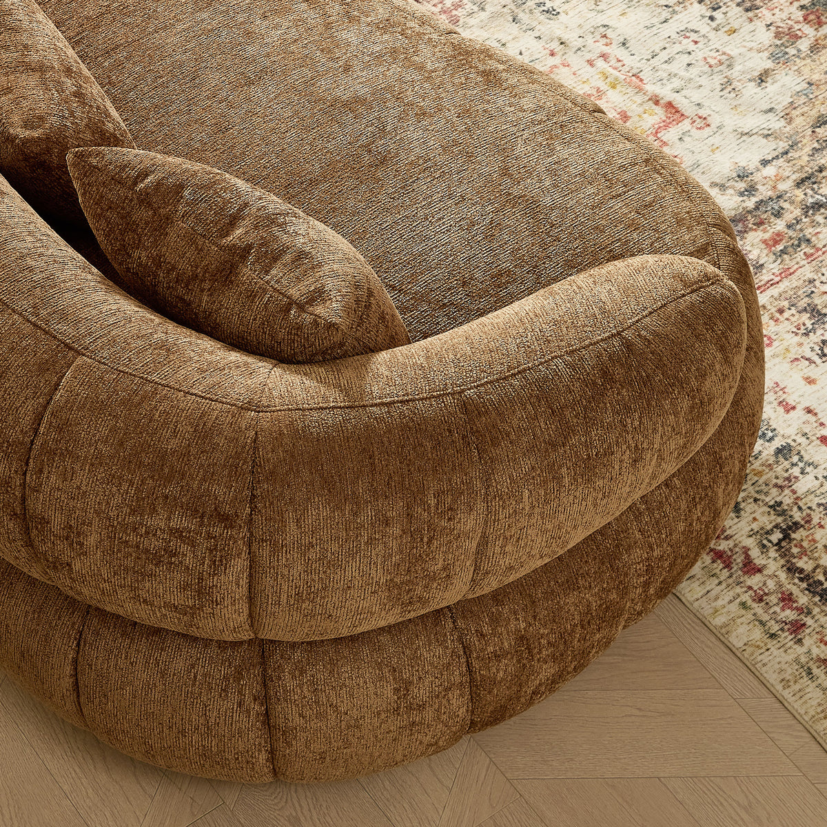 Sleek 102.36" Curved Cloud Sectional with Textured Fabric Comfort