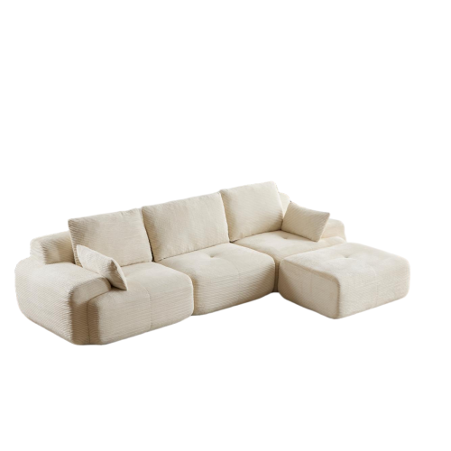 Plush 2-Seater Cloud Sofa in Soft Corduroy with Deep Memory Foam Comfort