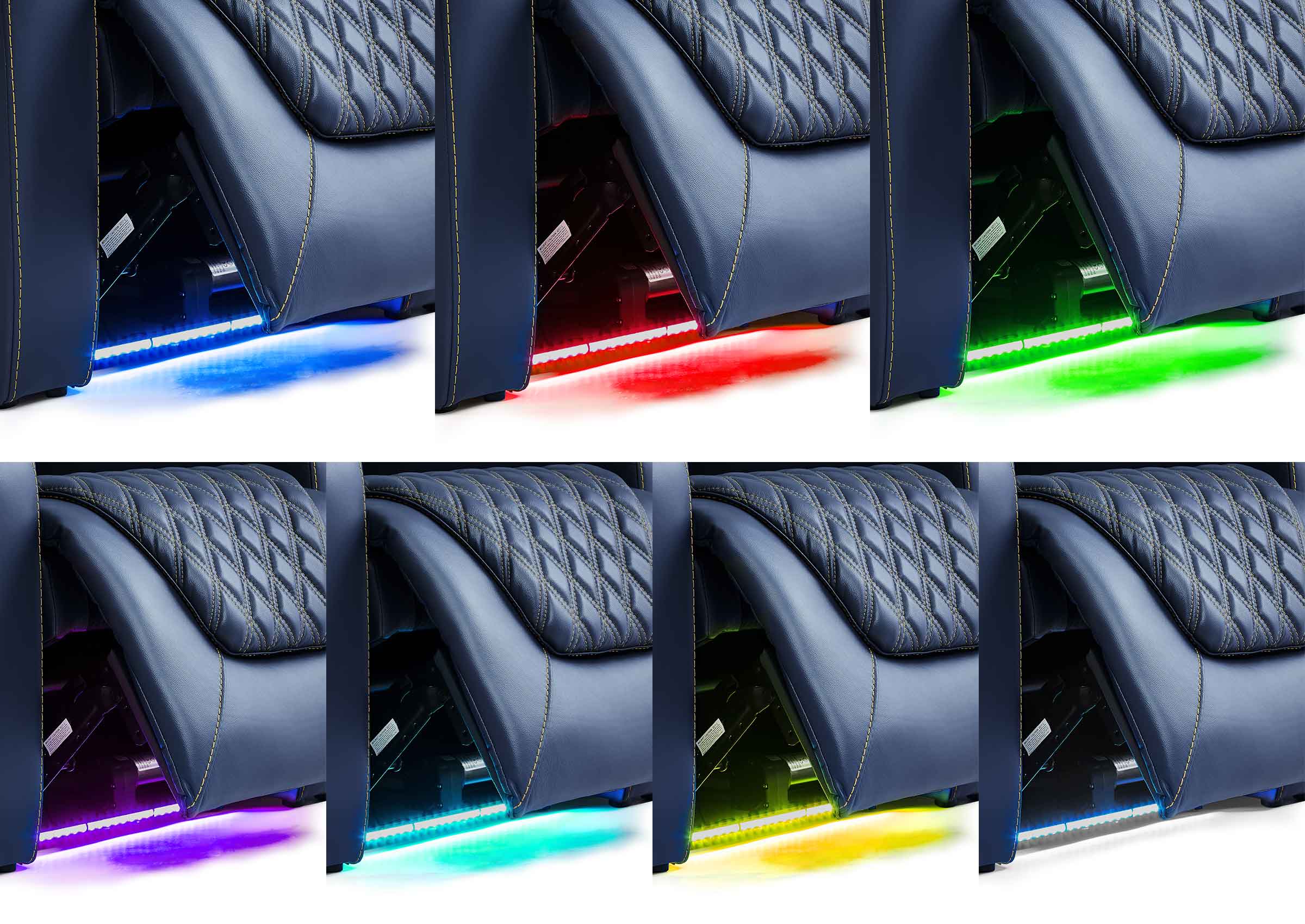 CLOSEOUT! Power Theater Seat Premium Recliner Sofa Deals | 3-Seat Chairs with Lights 7 Color for Movie Room