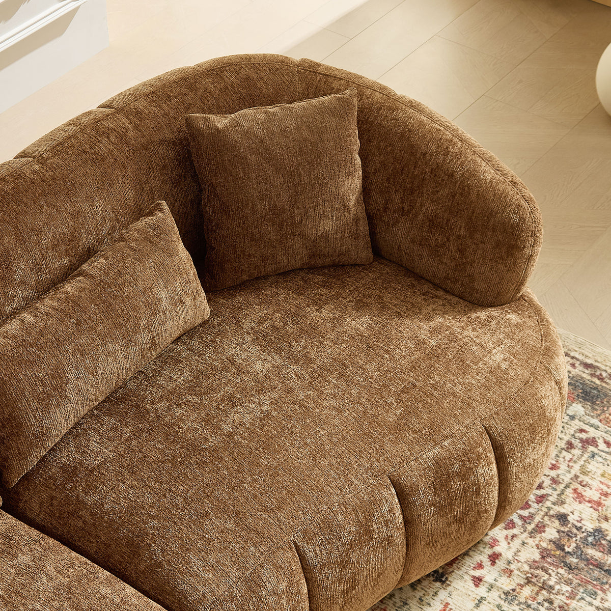 Sleek 102.36" Curved Cloud Sectional with Textured Fabric Comfort