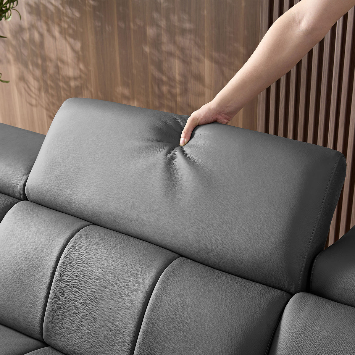 Premium L-Shaped Power Reclining Leather Sectional with USB, Headrests & Footrests