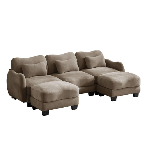 Oversized U-Shaped Chenille Sectional with Dual Movable Ottomans