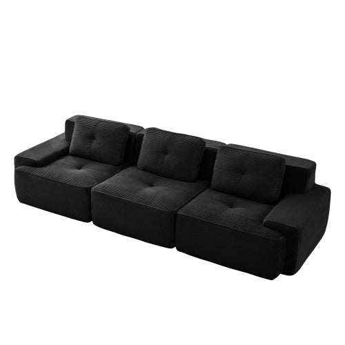 Oversized 6-Seater V-Shaped Corduroy Sectional with Dual Movable Ottomans