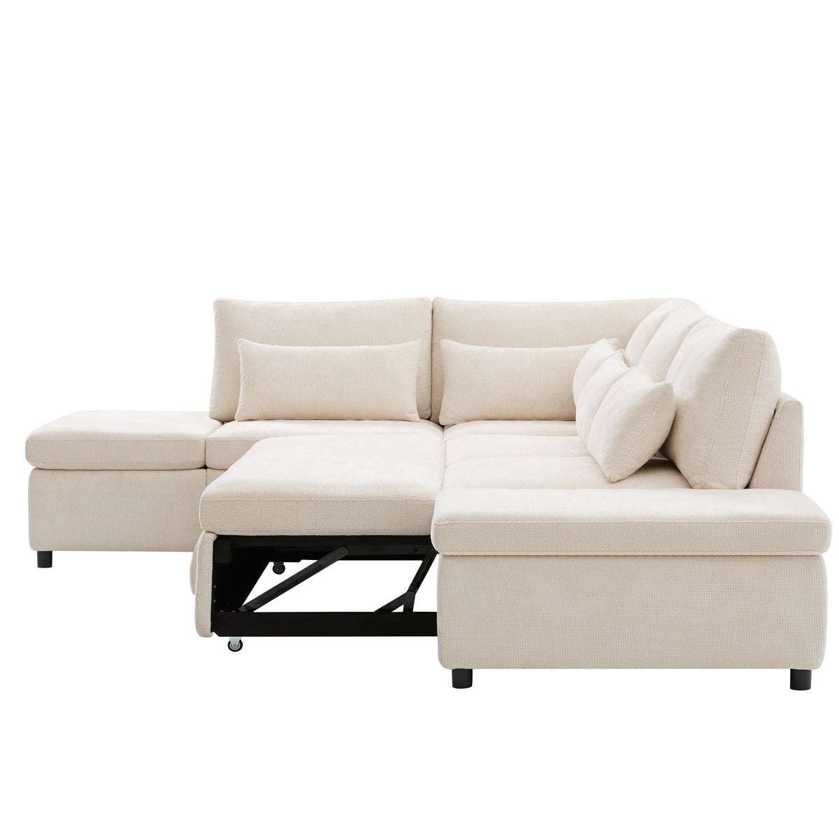 Versatile 107" L-Shaped Sleeper Sectional with Storage Ottoman & Fast Charging