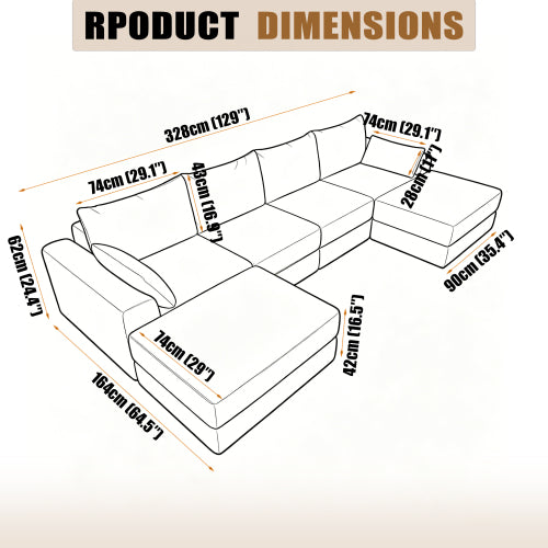 Cozy 100" L-Shaped Modular Floor Sectional with 5 Plush Pillows
